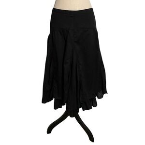 Divided H&M Black Midi Skirt M Asymmetrical Ruffle Y2K Whimsigoth Fairy Grunge